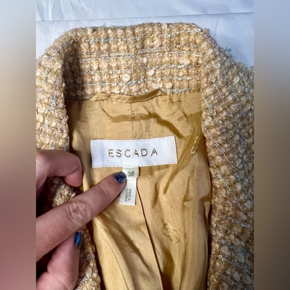 Escada Tan Tweed Blazer and Skirt Set Medium - Picture 3 of 16